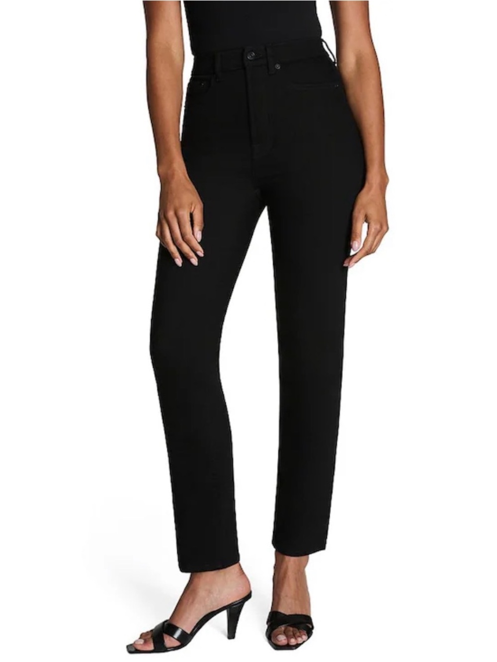 SPANX Black High-Rise Straight Leg Jeans